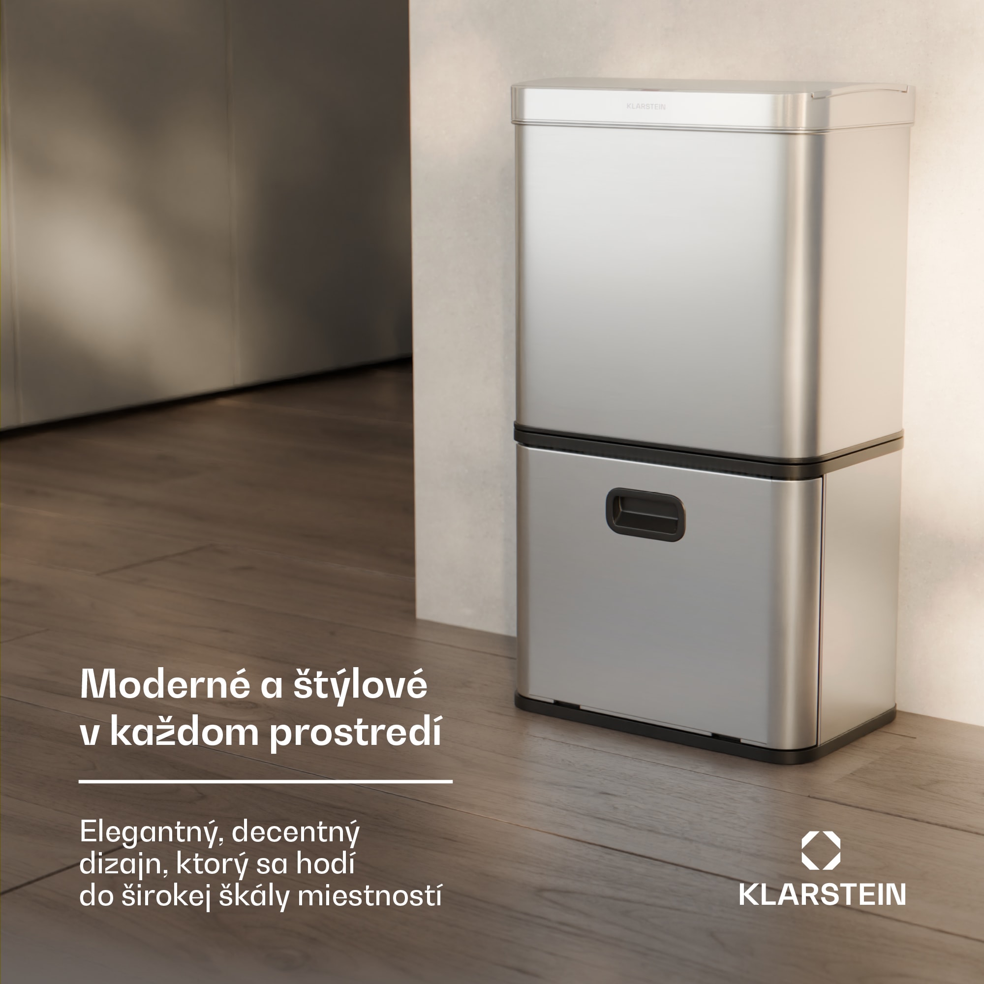 Klarstein Touchless, senzorový odpadkový kôš, 56 l, z nehrdzavejúcej ocele, 3 koše, Soft-Close zatváranie, napájaný batériou, LED displej, časovač – Obrázok 4