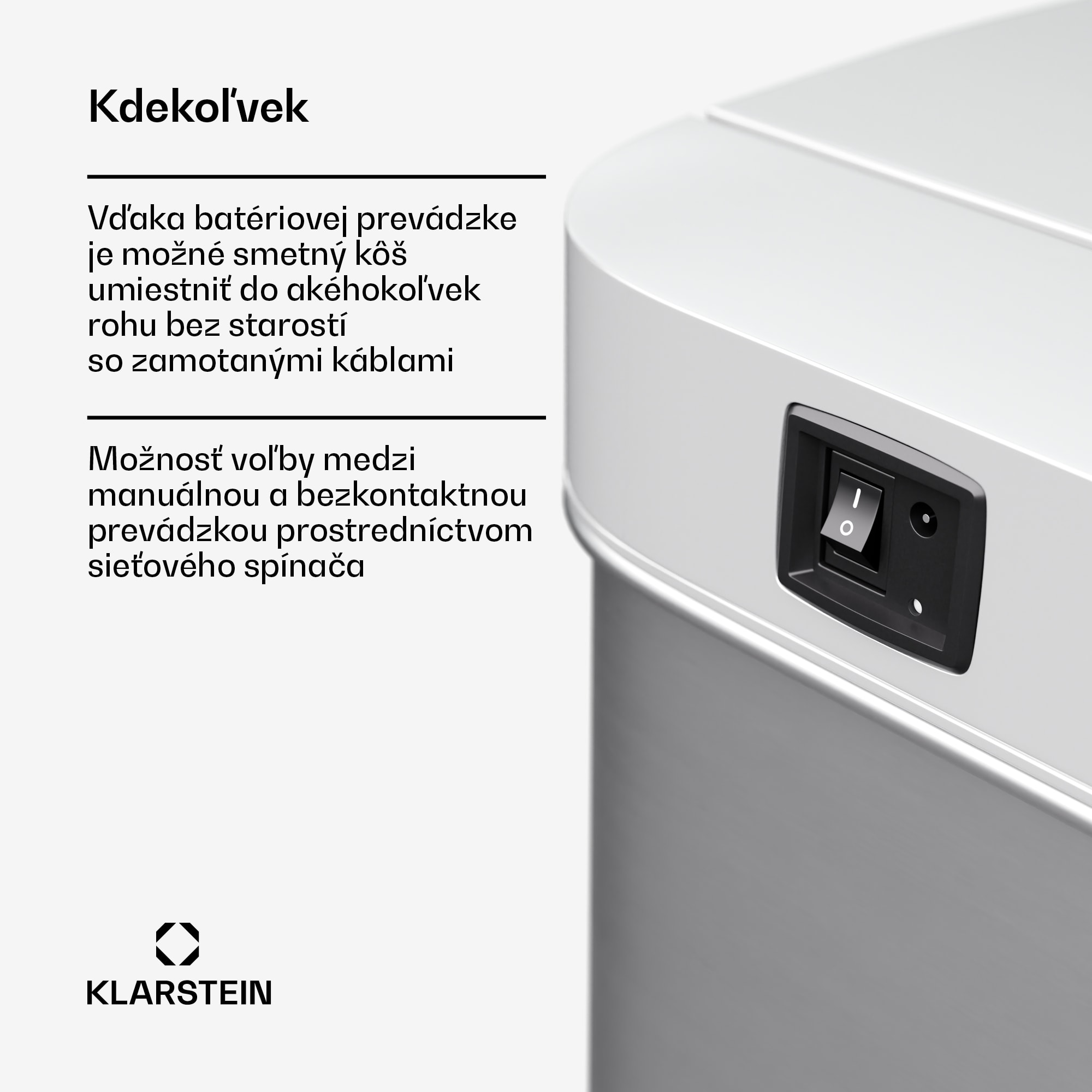 Klarstein Touchless, senzorový odpadkový kôš, 56 l, z nehrdzavejúcej ocele, 3 koše, Soft-Close zatváranie, napájaný batériou, LED displej, časovač – Obrázok 5