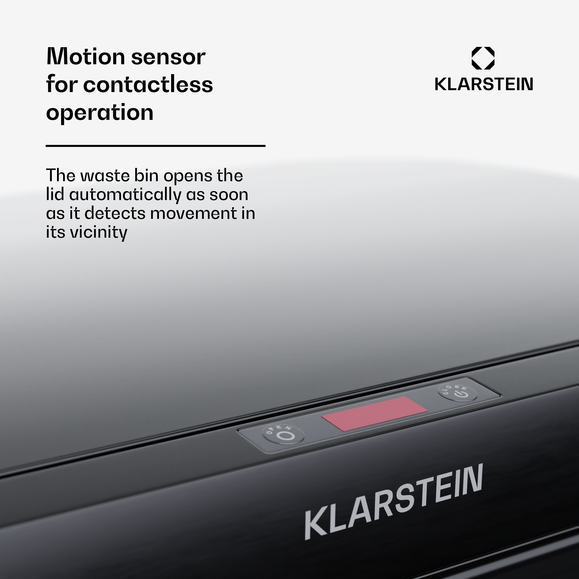 Klarstein Touchless, senzorový odpadkový kôš, 56 l, z nehrdzavejúcej ocele, 3 koše, Soft-Close zatváranie, napájaný batériou, LED displej, časovač – Obrázok 2