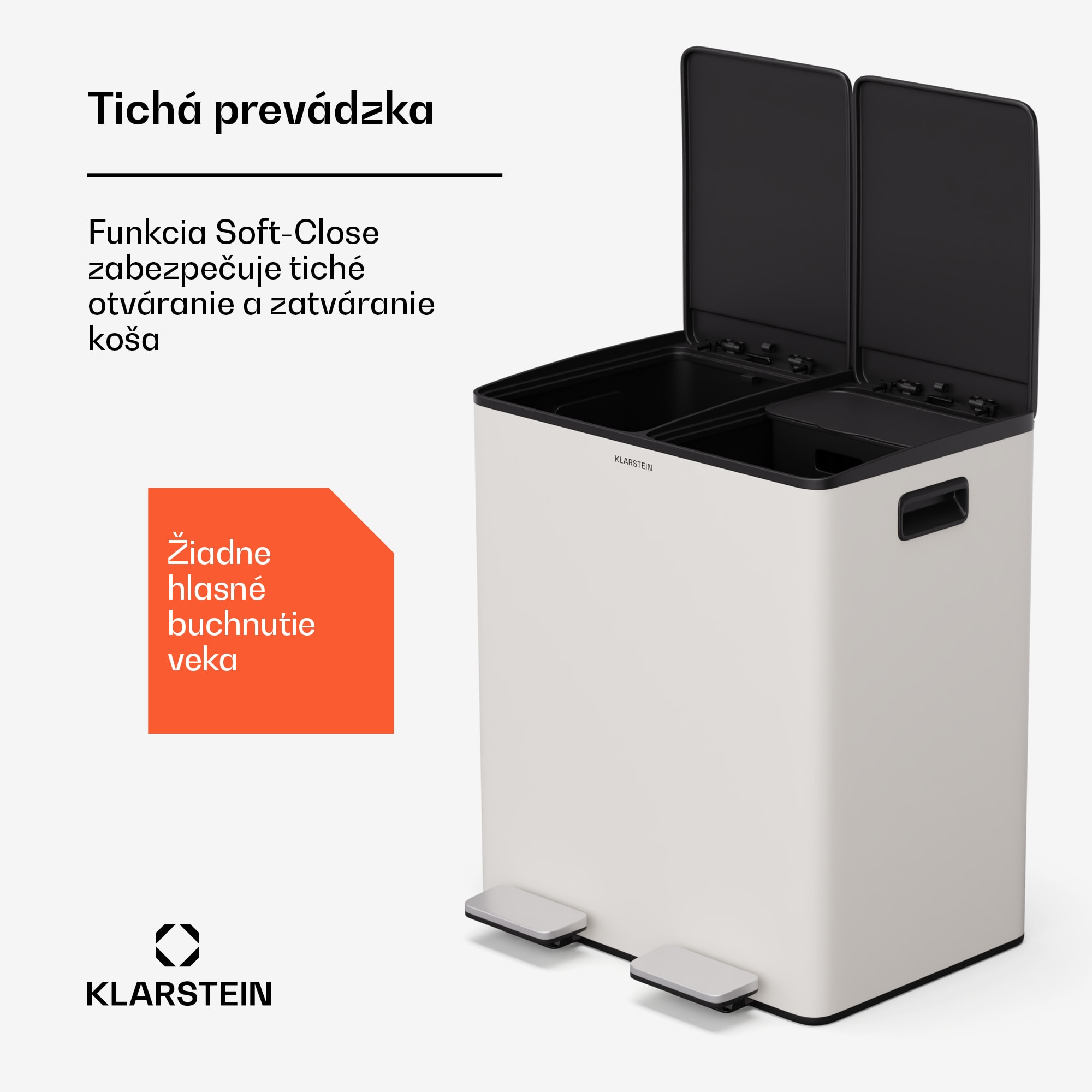 Klarstein EcoVista, odpadkový kôš s kompostérom, 40 l + 3 l/kôš + kompostér, Soft-Close – Obrázok 4