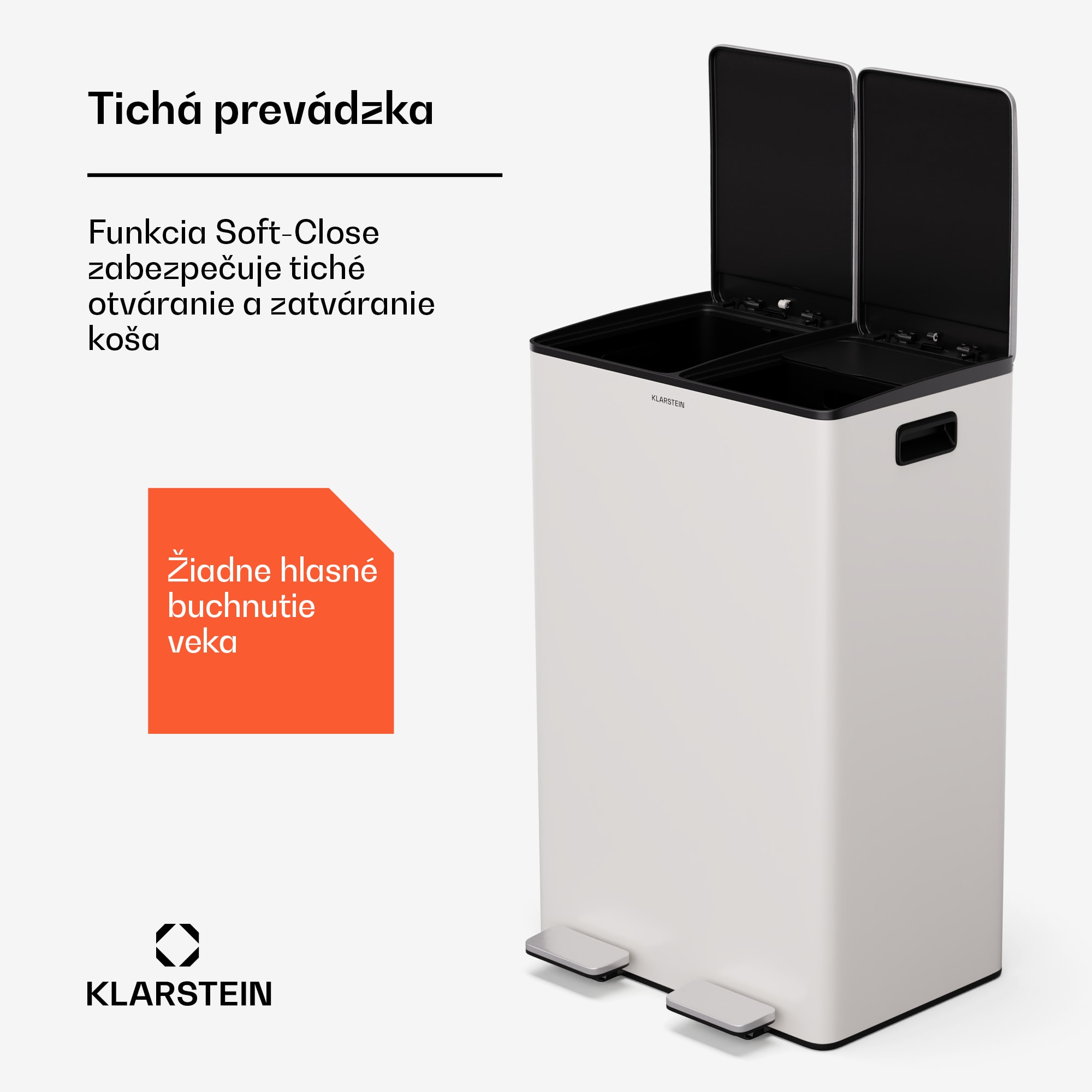 Klarstein EcoVista, odpadkový kôš s kompostérom, 60 l + 3 l/kôš + kompostér, Soft-Close – Obrázok 4