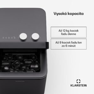 Klarstein IceCraft výrobník kociek ľadu, 2 režimy, 1,3 l studenej vody, automatické čistenie, 12 kg/24 hod