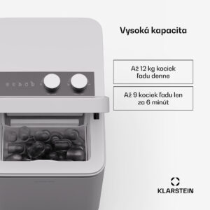Klarstein IceCraft výrobník kociek ľadu, 2 režimy, 1,3 l studenej vody, automatické čistenie, 12 kg/24 hod
