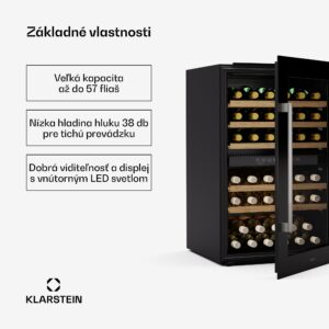 Klarstein Vinsider 57 Duo chladnička na víno, 2 chladiace zóny, 57 fliaš, vstavaný spotrebič