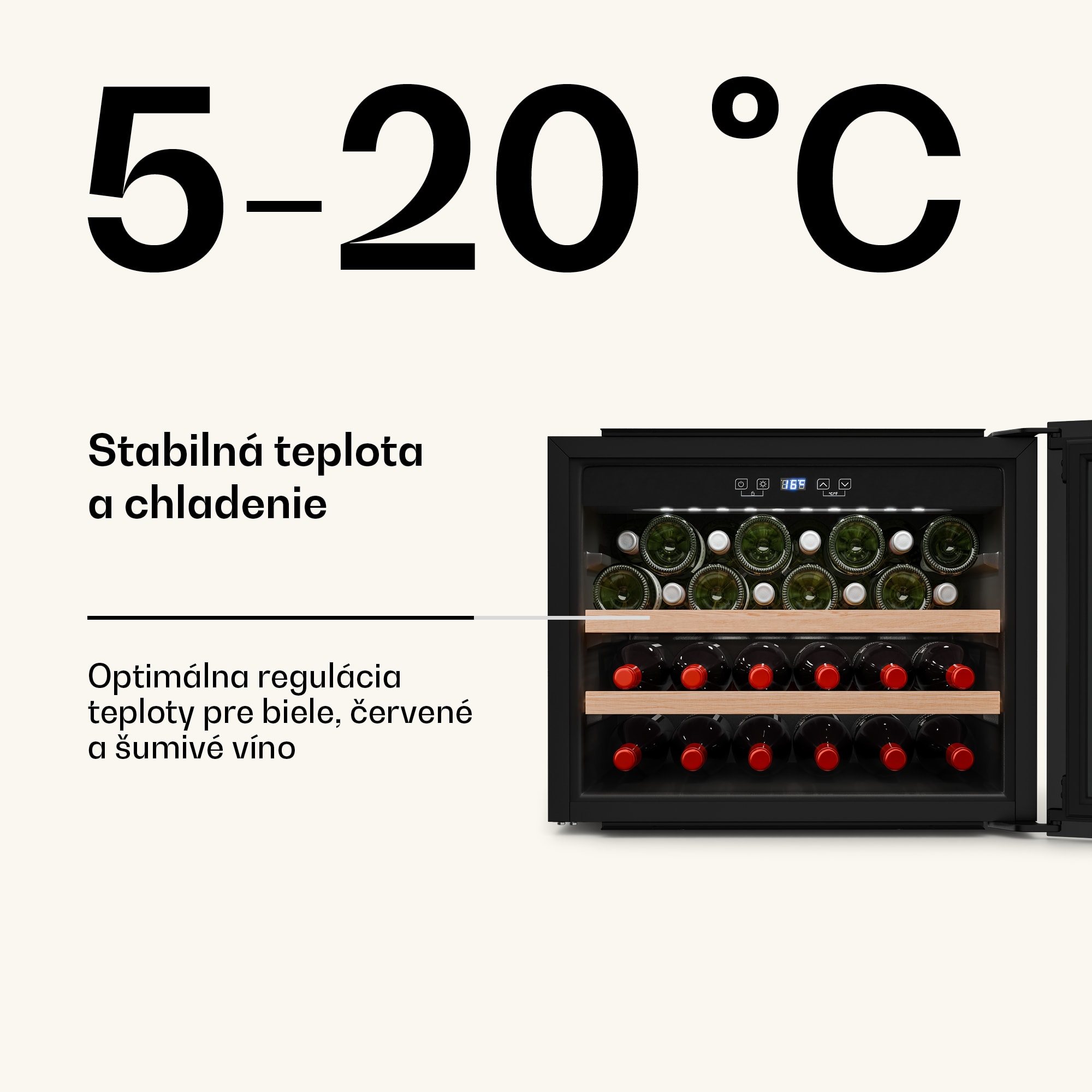 Klarstein Vinsider Victoria 28 chladnička na víno, 28 fliaš, dotyková, UV ochrana, LED, tichá, 2 police – Obrázok 2