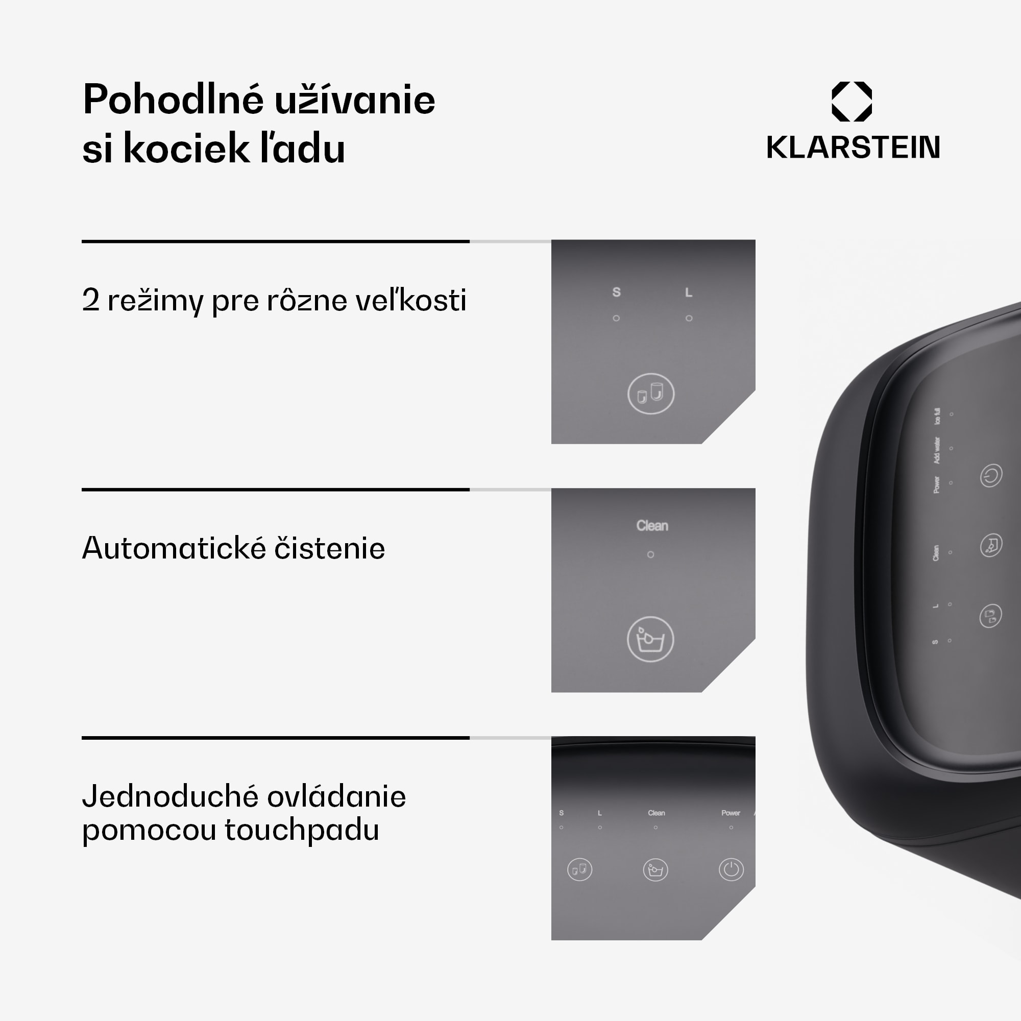 Klarstein SparkIce stroj na výrobu ľadu, 2 režimy, 1,5 l studenej vody, automatické čistenie, 15 kg/24 hod – Obrázok 3
