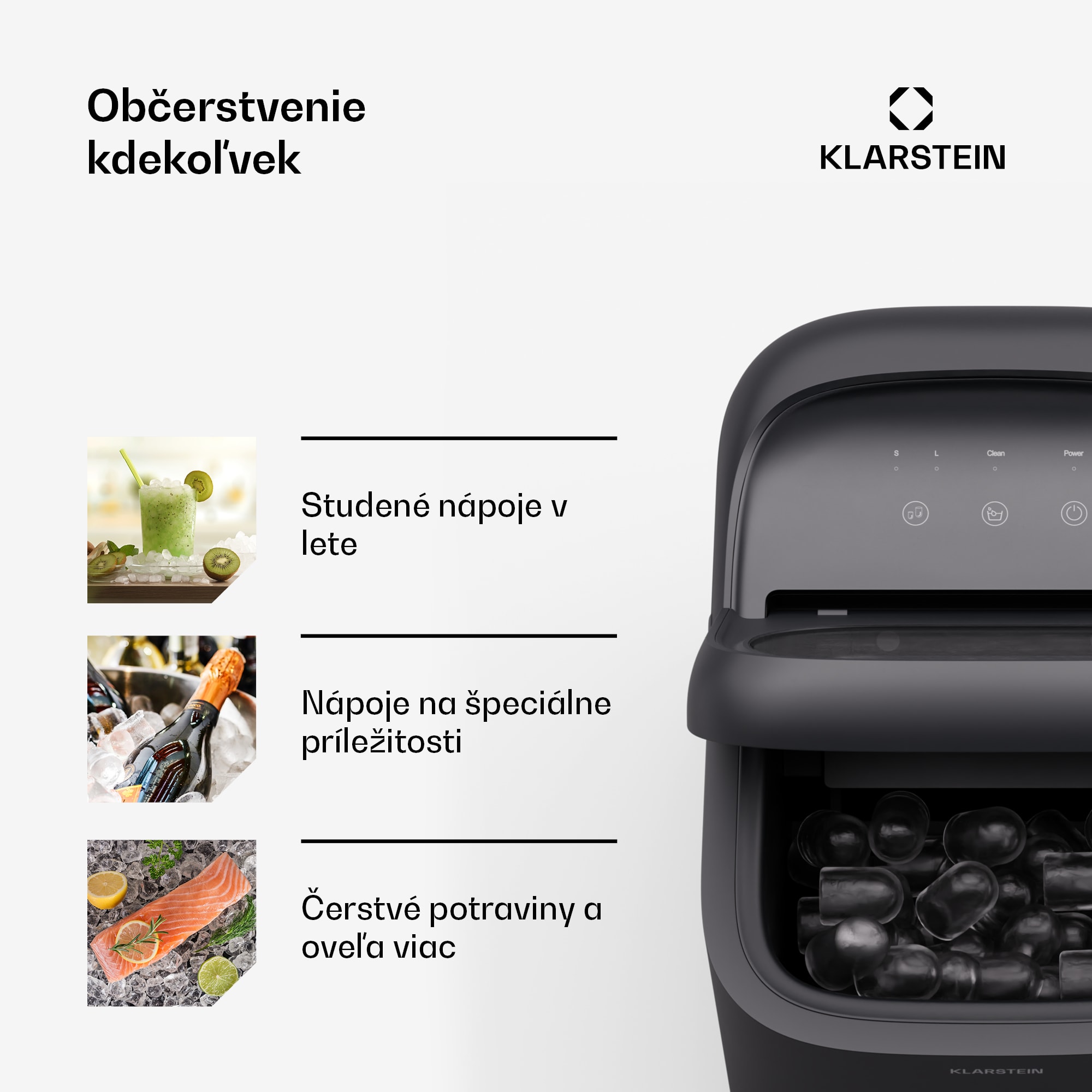 Klarstein SparkIce stroj na výrobu ľadu, 2 režimy, 1,5 l studenej vody, automatické čistenie, 15 kg/24 hod – Obrázok 4