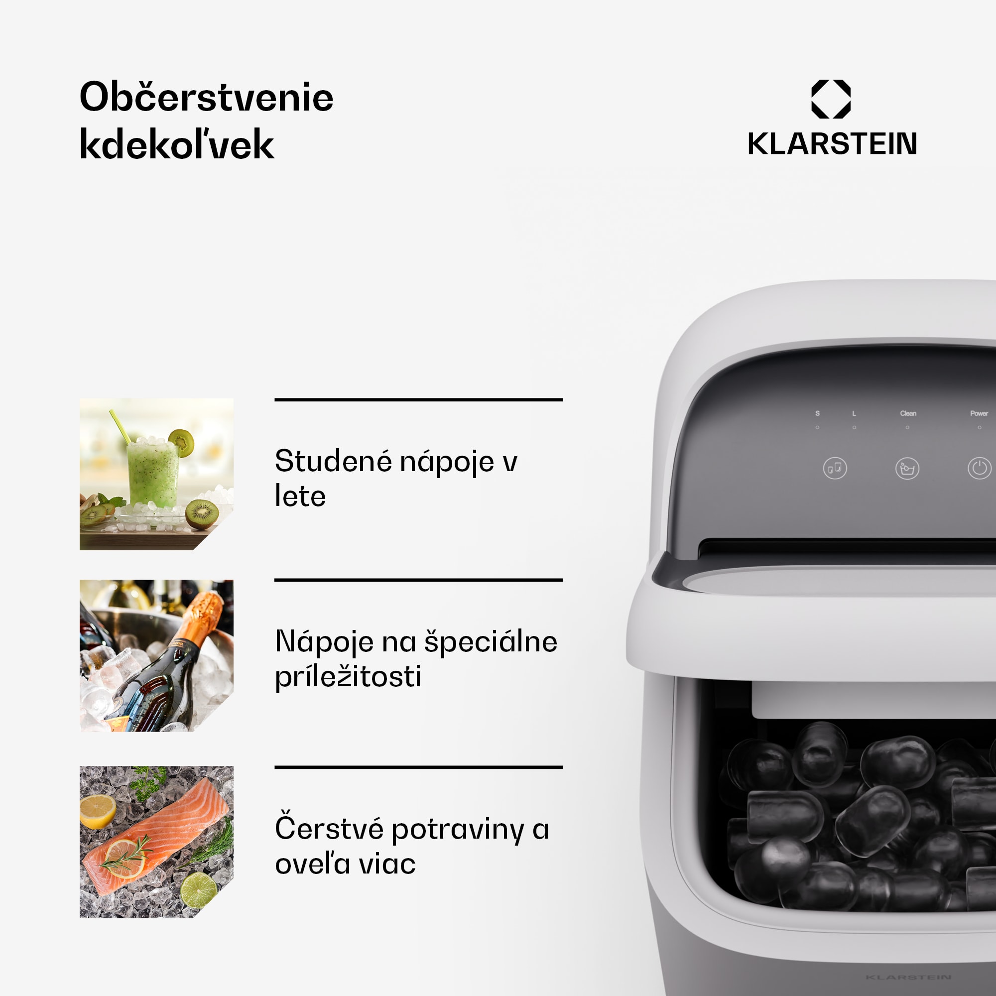 Klarstein SparkIce stroj na výrobu ľadu, 2 režimy, 1,5 l studenej vody, automatické čistenie, 15 kg/24 hod – Obrázok 4