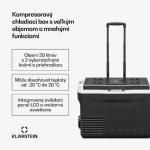 Klarstein PolarForce 30L kompresorový chladiaci box| LCD panel, osvetlenie, off-road, ochrana batérie, 12V/230V
