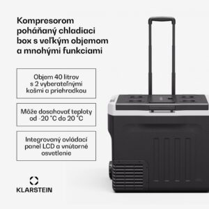 Klarstein PolarForce 40L kompresorový chladiaci box| LCD panel, osvetlenie, off-road, ochrana batérie, 12V/230V