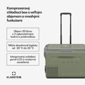 Klarstein PolarForce 30L kompresorový chladiaci box| LCD panel, osvetlenie, off-road, ochrana batérie, 12V/230V