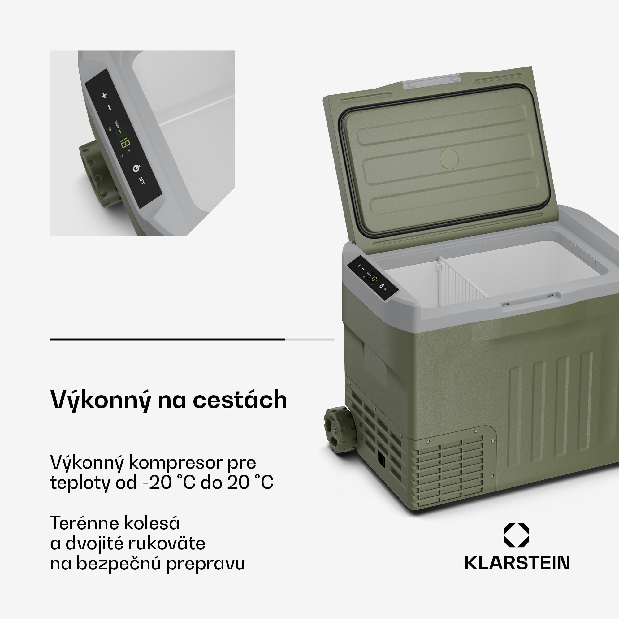Klarstein PolarForce 40L kompresorový chladiaci box| LCD panel, osvetlenie, off-road, ochrana batérie, 12V/230V – Obrázok 3