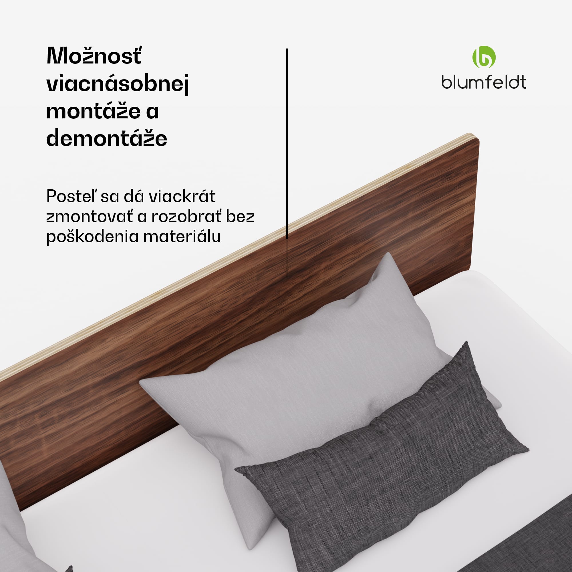 Blumfeldt NordicAura King rám manželskej postele, 180 cm x 200 cm, robustný, bez náradia, eukalyptové drevo, polička – Obrázok 4