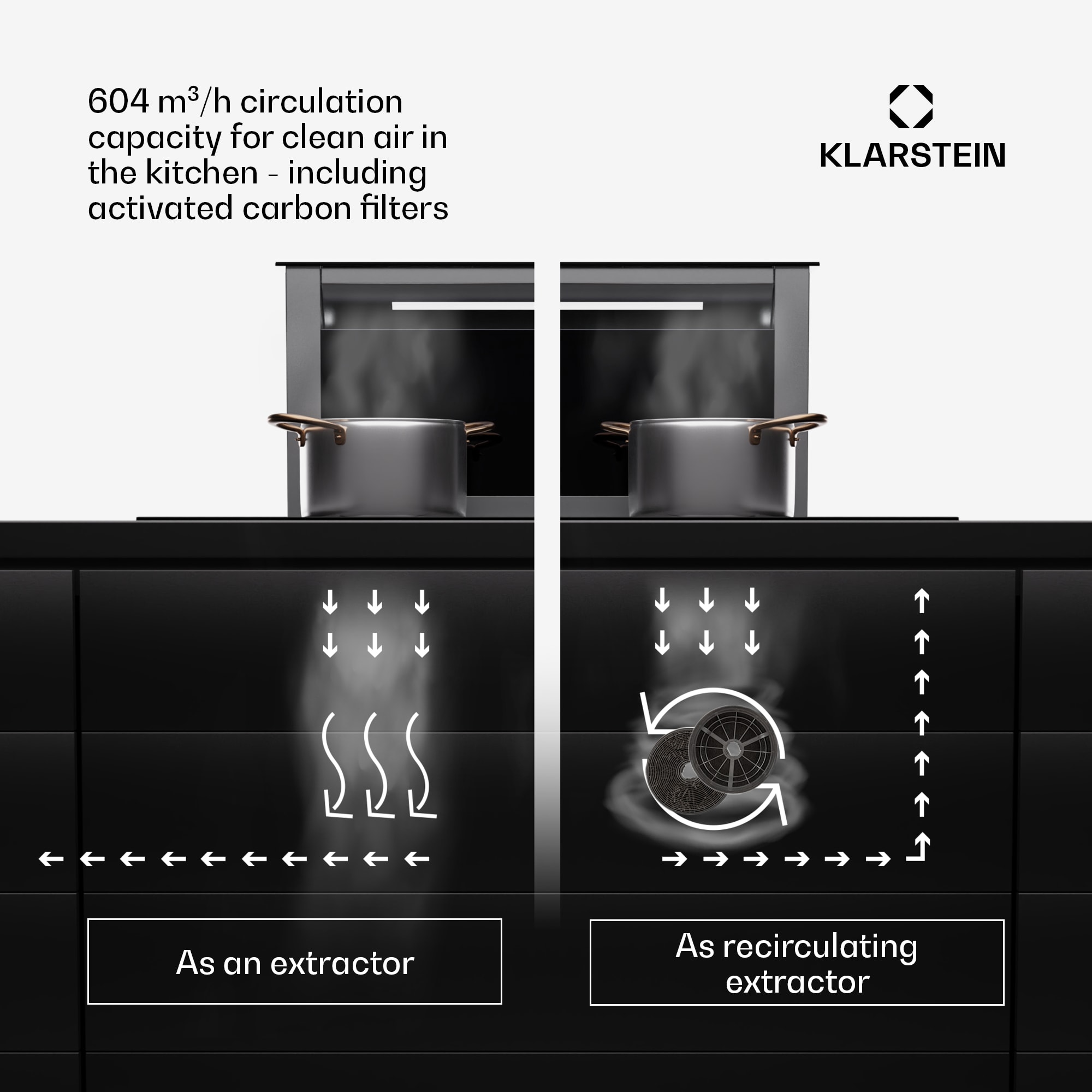 Klarstein Royal Flush Eco Slim 60, digestor, 60 cm, 650 m³/h, A – Obrázok 2