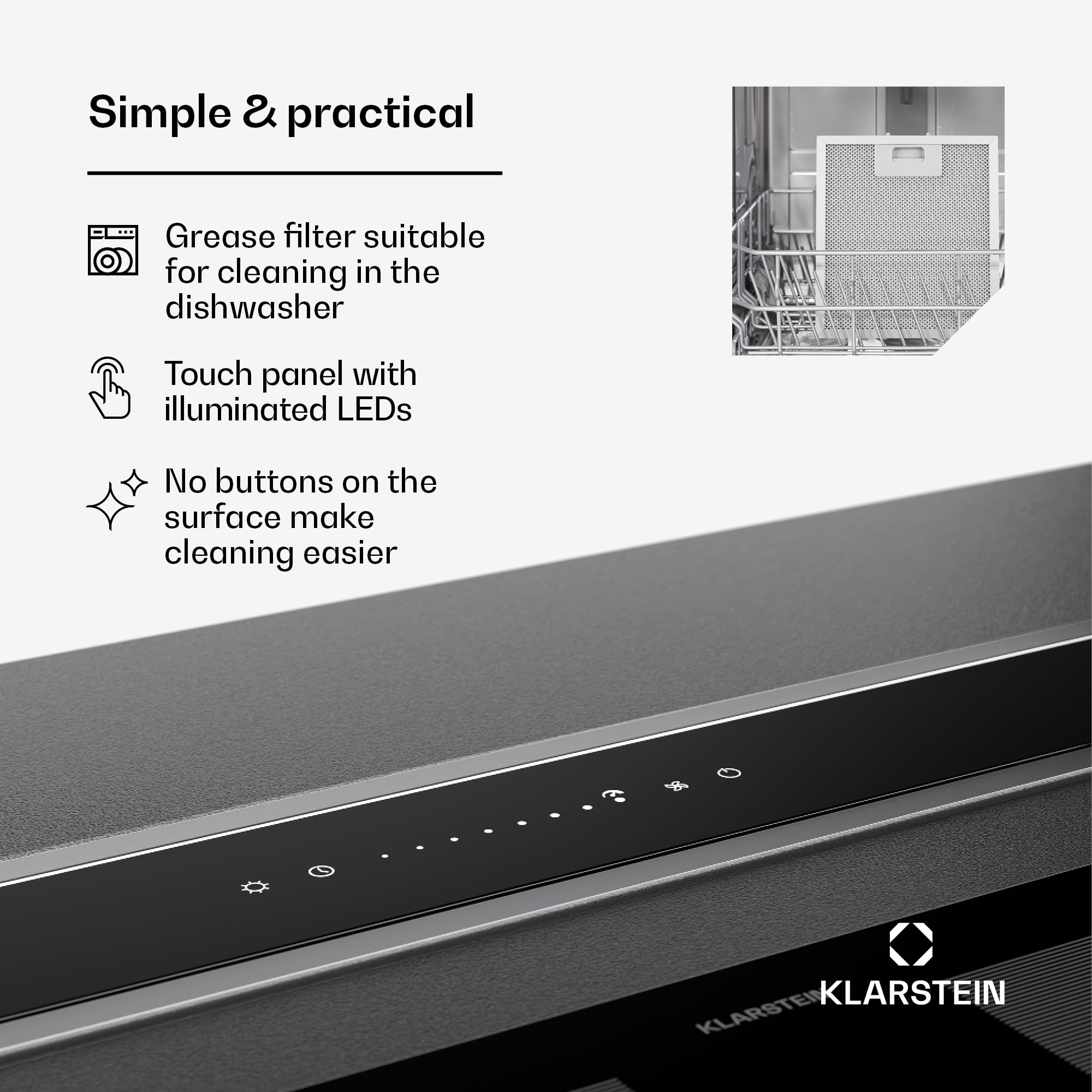 Klarstein Royal Flush Eco Slim 60, digestor, 60 cm, 650 m³/h, A – Obrázok 5