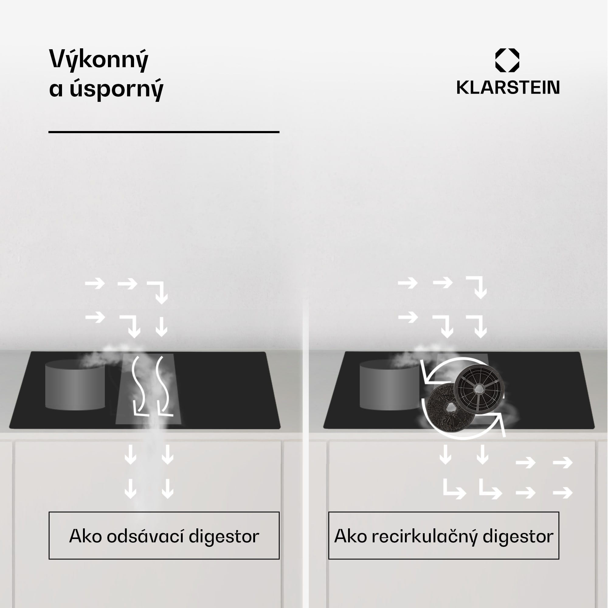 Klarstein Full House 60 Down Air System, indukčná varná doskA digestor, 329 m³/h, EEC A – Obrázok 4