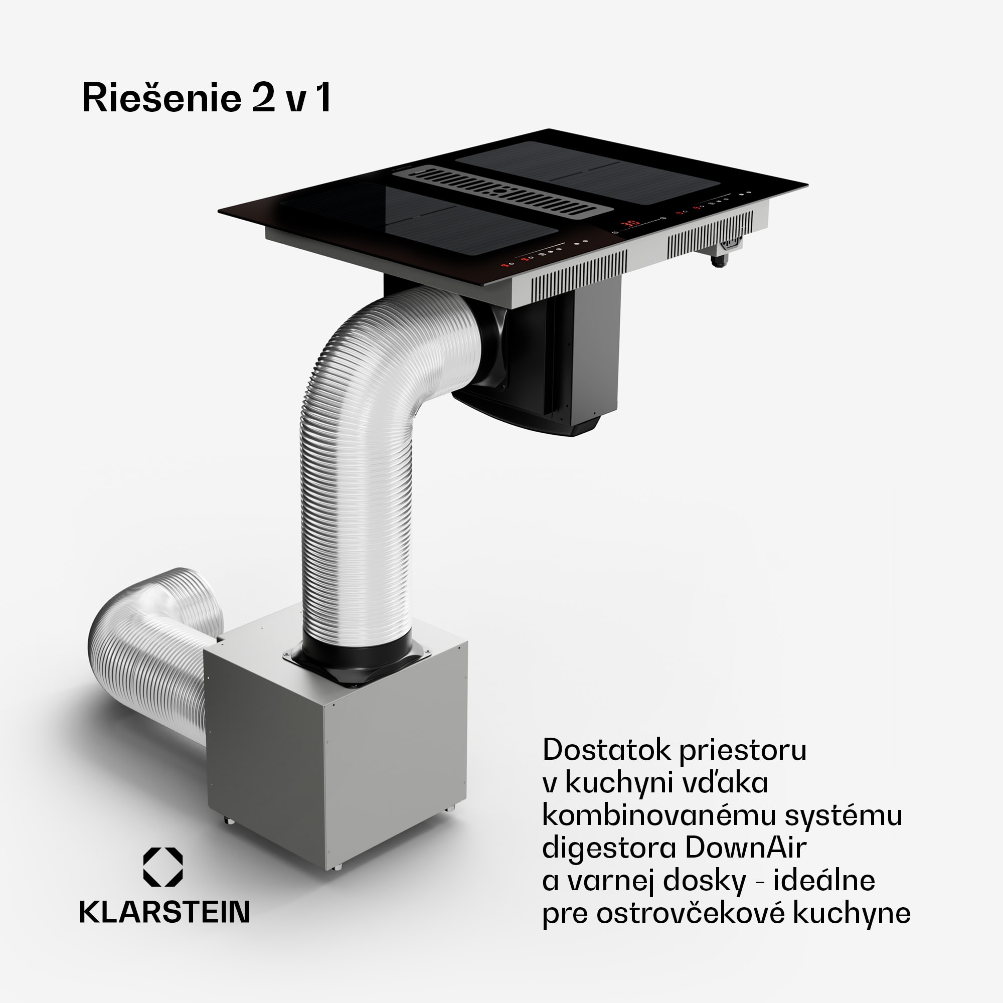 Klarstein Full House 72 Down Air System, indukčná varná doskA digestor, 329 m³/h, EEC A – Obrázok 5