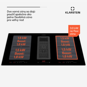 Klarstein Full House 77 Down Air System, indukčná varná doskA digestor, 477 m³/h, EEC A