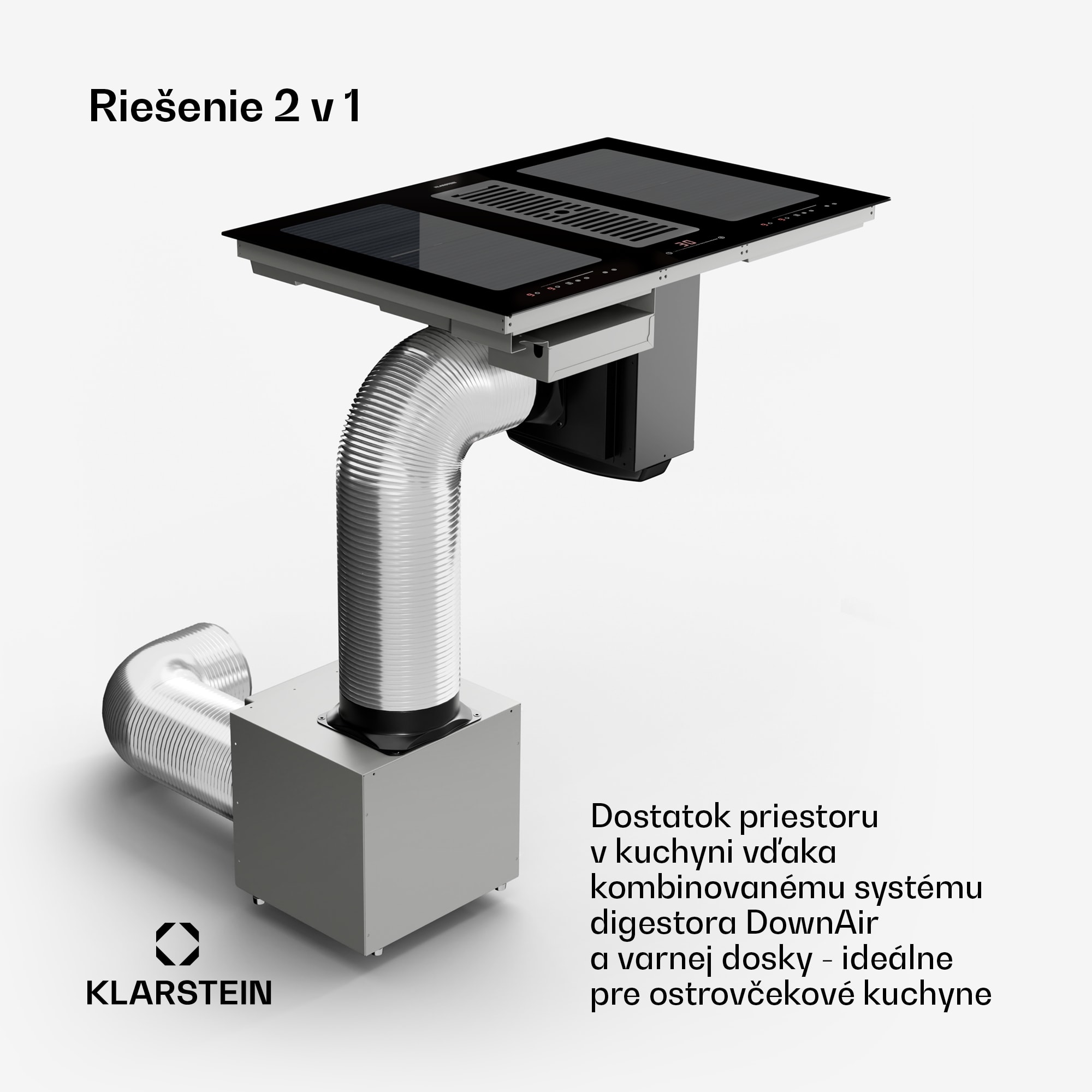 Klarstein Full House 77 Down Air System, indukčná varná doskA digestor, 477 m³/h, EEC A – Obrázok 5