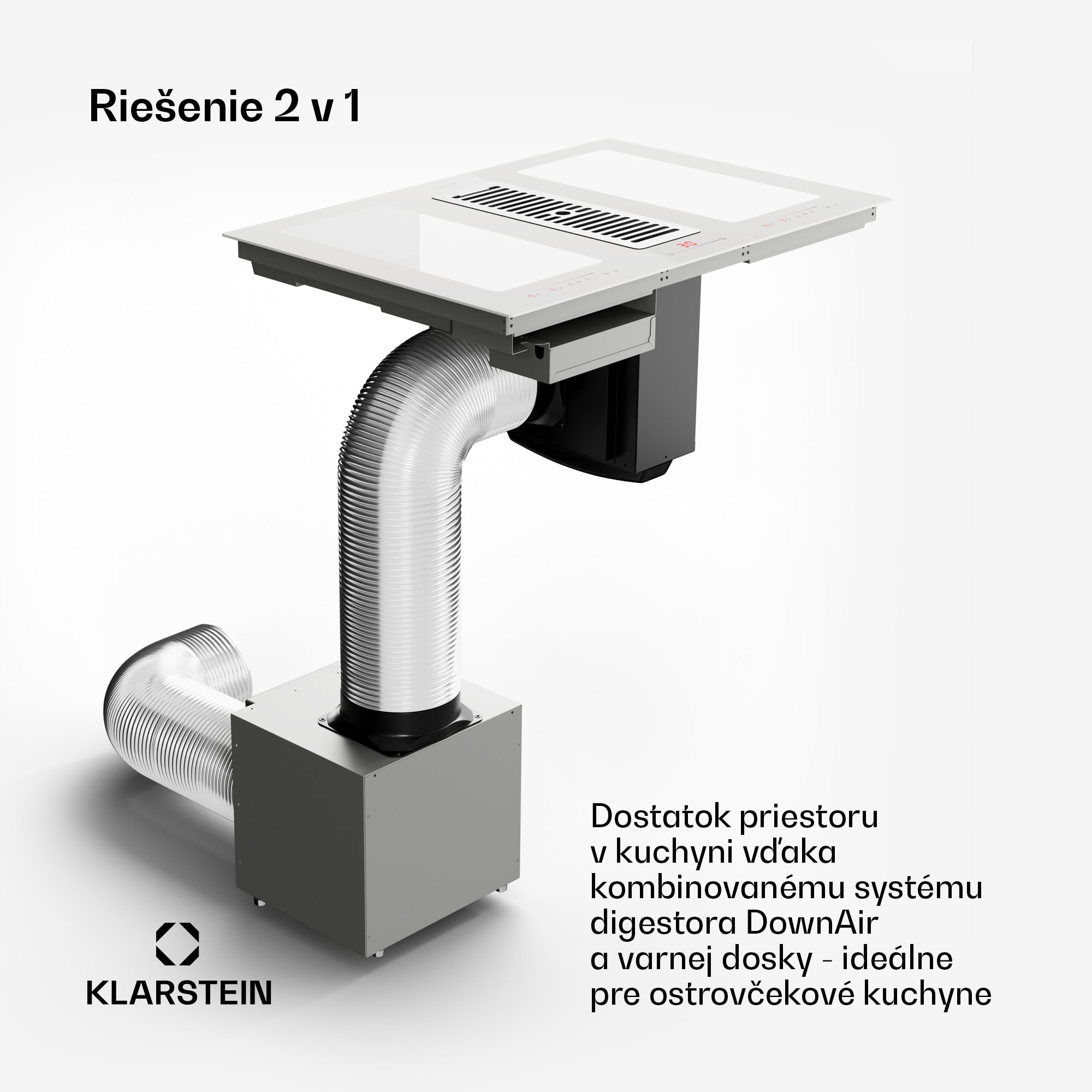 Klarstein Full House 77 Down Air System, indukčná varná doskA digestor, 477 m³/h, EEC A – Obrázok 5