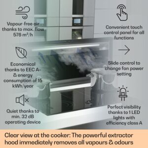 Klarstein Royal Flush Eco, digestor, 90 cm, 576 m³/h, A+