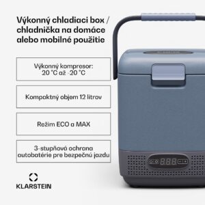 Klarstein SwiftFrost 12L chladiaci box, 12V-24V/230V, do -20 °C, kompresor, 2 úrovne výkonu, LED displej