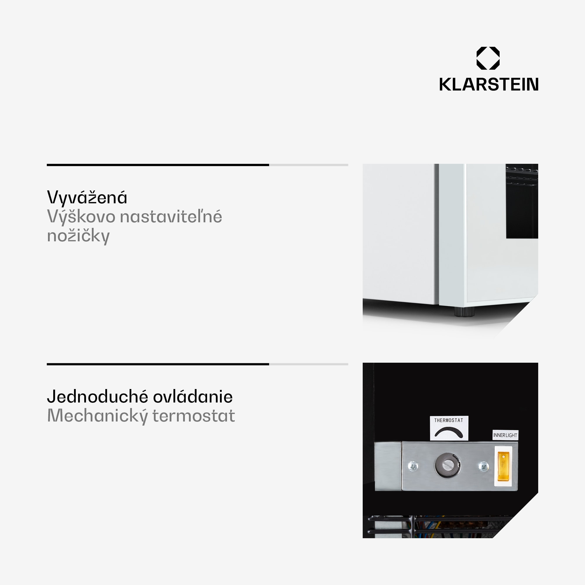 Klarstein IceAge 36 mraznička, 36 litrov, EEK E, 2 police, termostat, sklenená predná časť – Obrázok 2