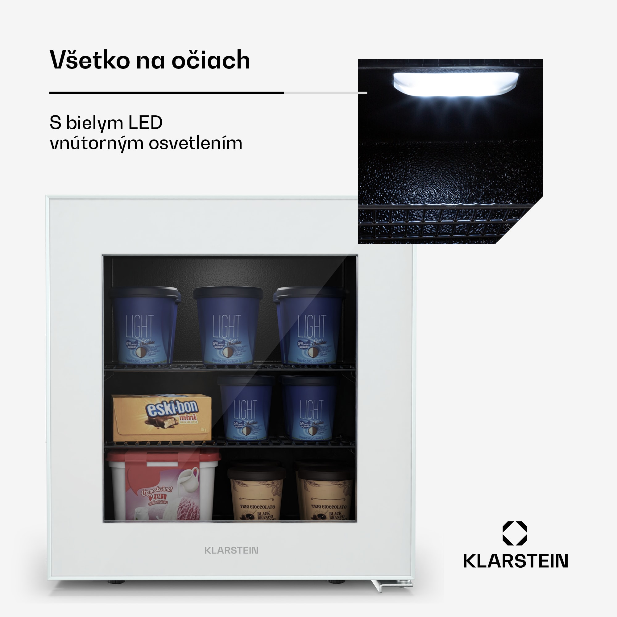 Klarstein IceAge 36 mraznička, 36 litrov, EEK E, 2 police, termostat, sklenená predná časť – Obrázok 3