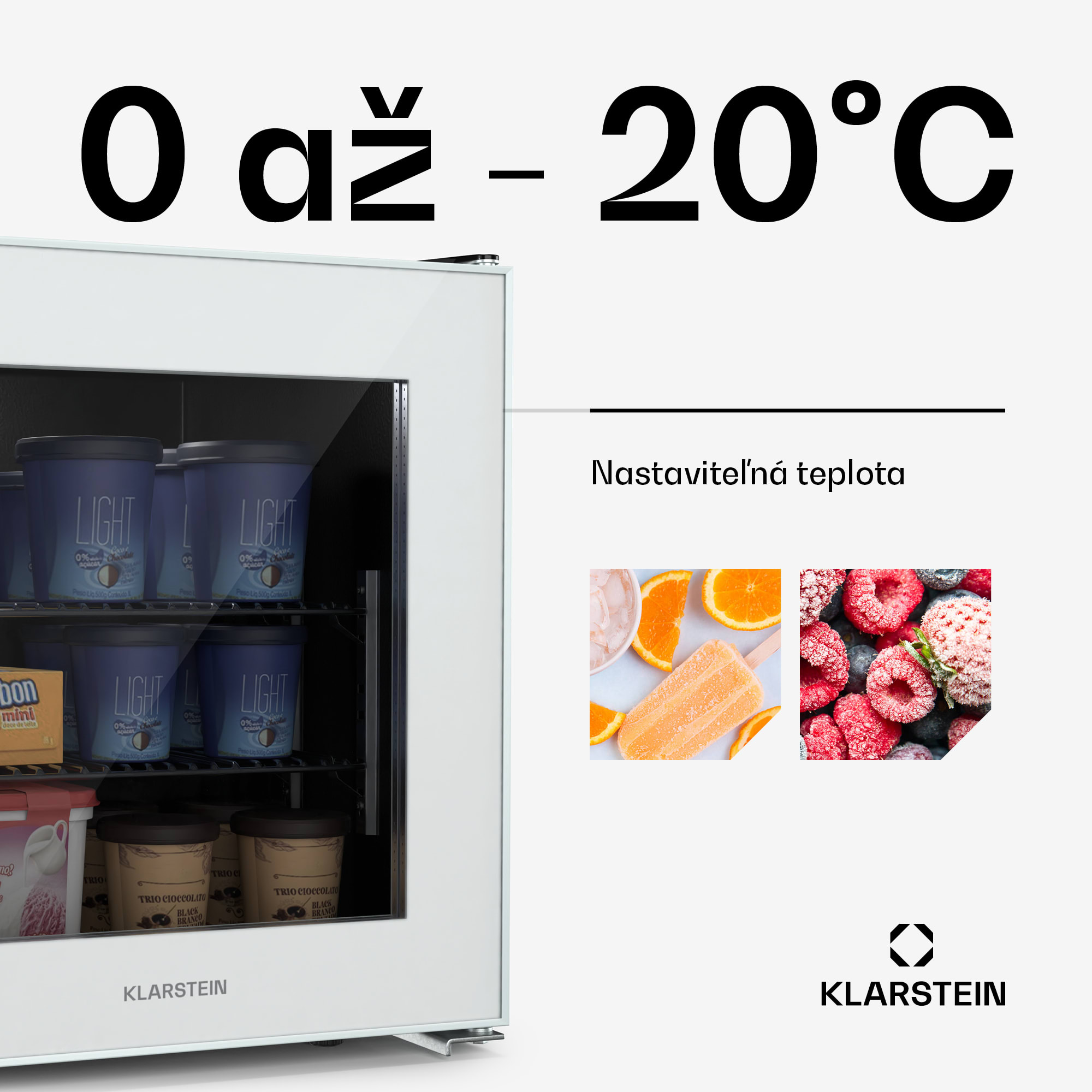 Klarstein IceAge 36 mraznička, 36 litrov, EEK E, 2 police, termostat, sklenená predná časť – Obrázok 4