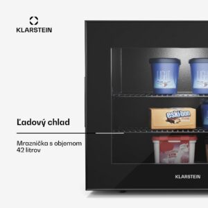 Klarstein IceAge 42 mraznička, 42 litrov, EEK E, 2 police, termostat, sklenená predná časť