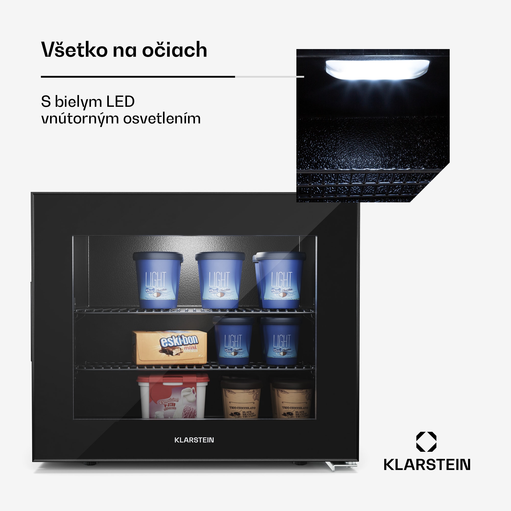 Klarstein IceAge 42 mraznička, 42 litrov, EEK E, 2 police, termostat, sklenená predná časť – Obrázok 3