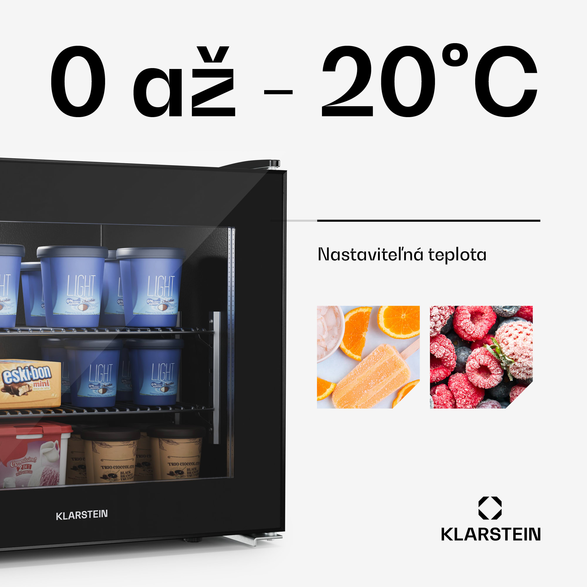 Klarstein IceAge 42 mraznička, 42 litrov, EEK E, 2 police, termostat, sklenená predná časť – Obrázok 4