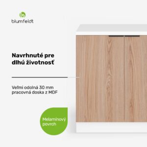 Blumfeldt WoodVista spodná skrinka drezu, Robustná, Soft-Close závesy, Hliníkové rukoväte