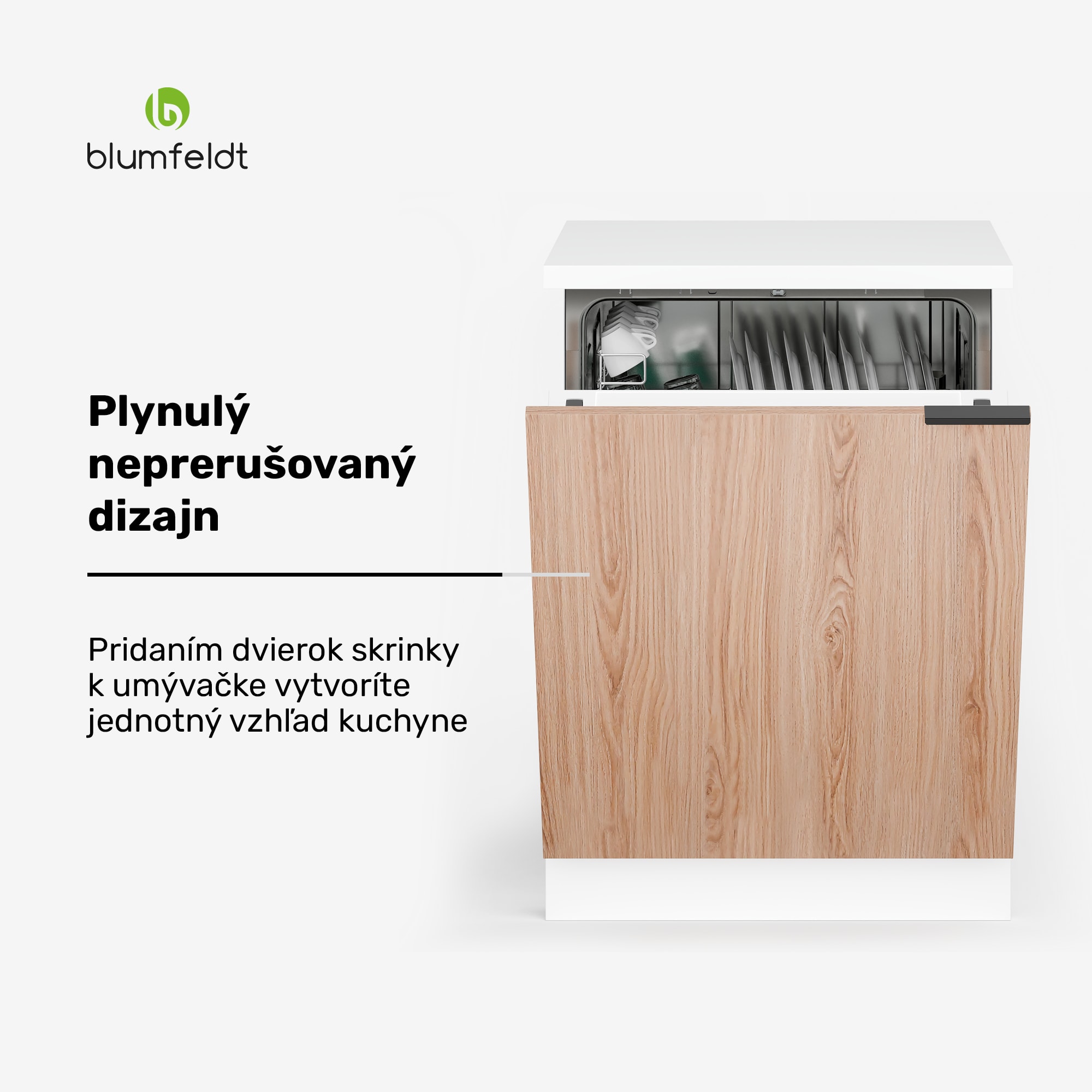 Blumfeldt WoodVista skrinka na umývačku riadu, Robustná pracovná doska, Bezproblémová integrácia
