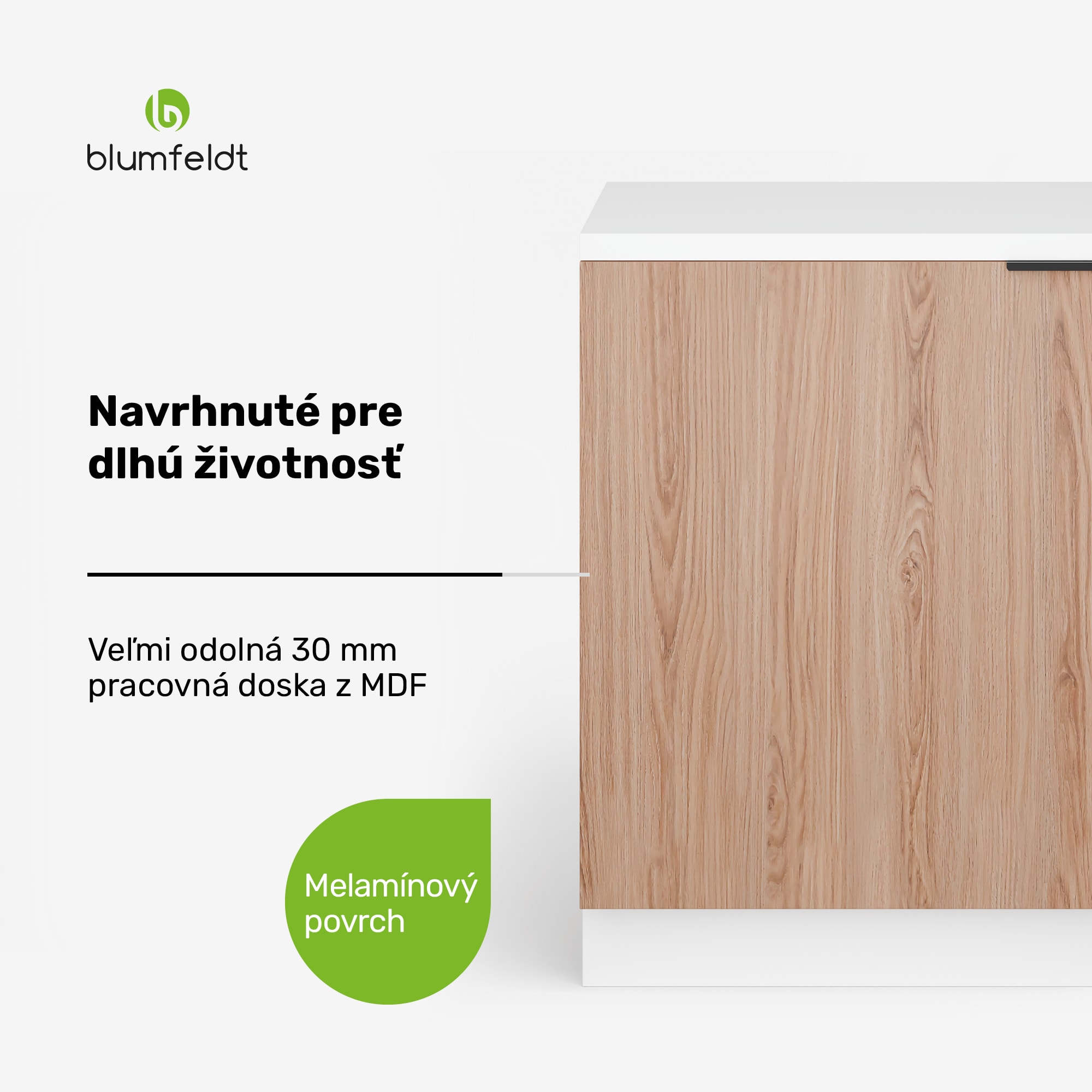 Blumfeldt WoodVista skrinka na umývačku riadu, Robustná pracovná doska, Bezproblémová integrácia – Obrázok 2