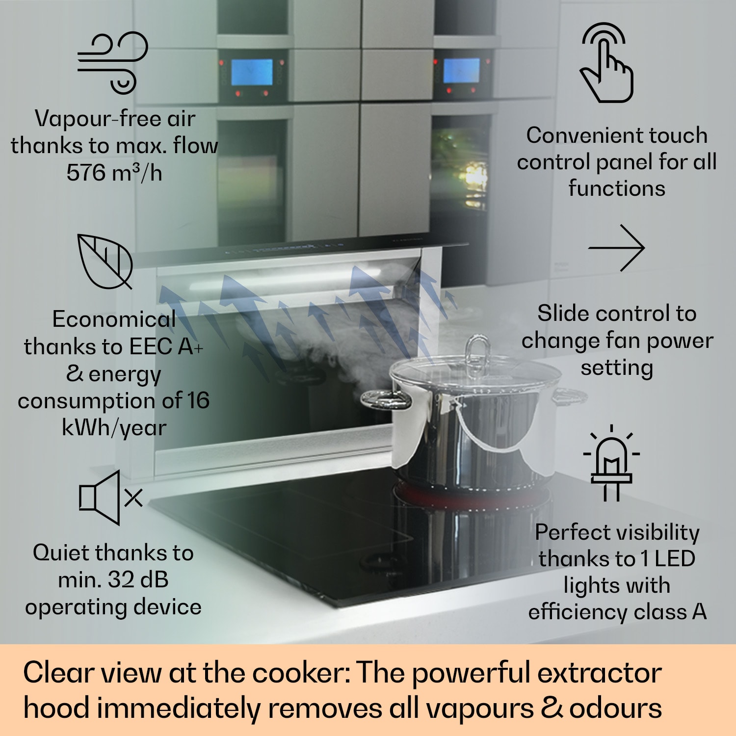 Klarstein Royal Flush Eco digestor 60 cm 576 m³/h A++