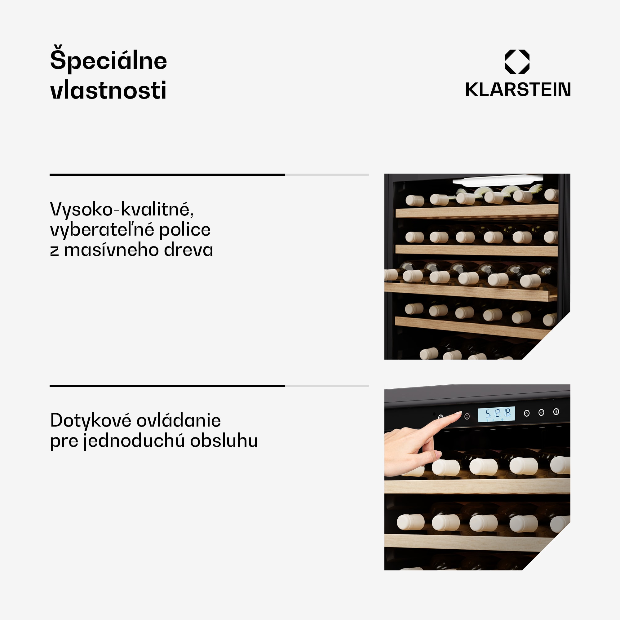 Klarstein Vinovilla Trio chladnička na víno, 143 fliaš, 3 zóny, 38 dB, 12 políc, kompresor, 413 litrov – Obrázok 4