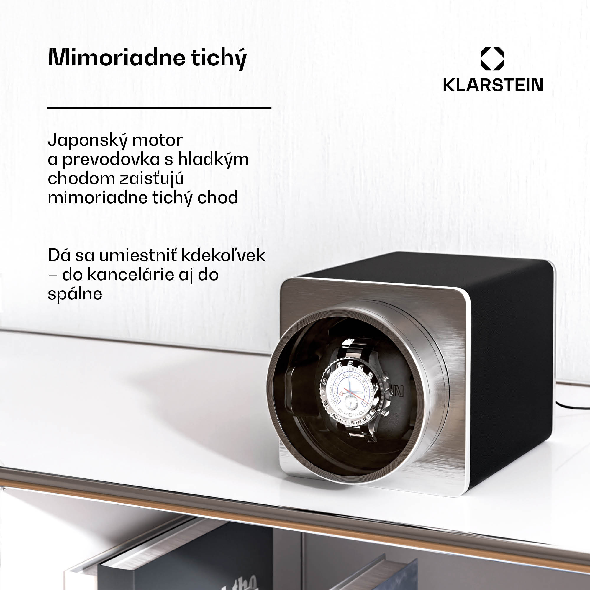 Klarstein TimeSync naťahovač hodiniek, 1 hodinky, 5 režimov, 3 smery, vegánsky, univerzálna veľkosť, tichý – Obrázok 2