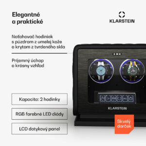 Klarstein LuminousTime naťahovač hodiniek, 2 hodinky, mnoho nastavení, LED, 10 dB