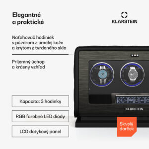 Klarstein LuminousTime naťahovač hodiniek, 3 hodinky, mnoho nastavení, LED, 10 dB
