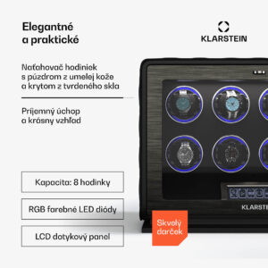 Klarstein LuminousTime naťahovač hodiniek, 8 hodiniek, mnoho nastavení, LED, 10 dB