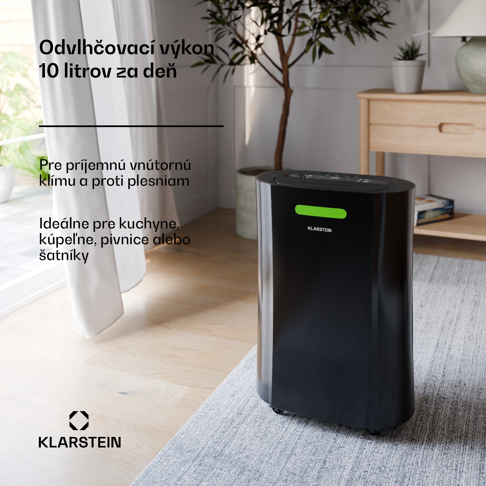 Klarstein AeroDry 10 odvlhčovač vzduchu, výkon 165 W, 10 l/deň, 135 m³/h, pre plochu do 30m², funkcia DrySelect – Obrázok 2