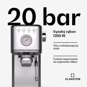 Klarstein SteelPresso Slim kávovar, portafilter, vrátane príslušenstva
