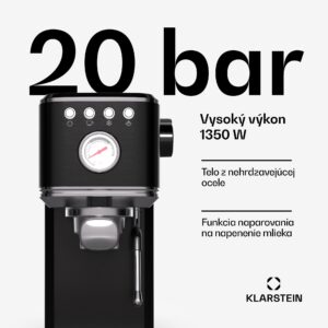 Klarstein SteelPresso Slim kávovar, portafilter, vrátane príslušenstva