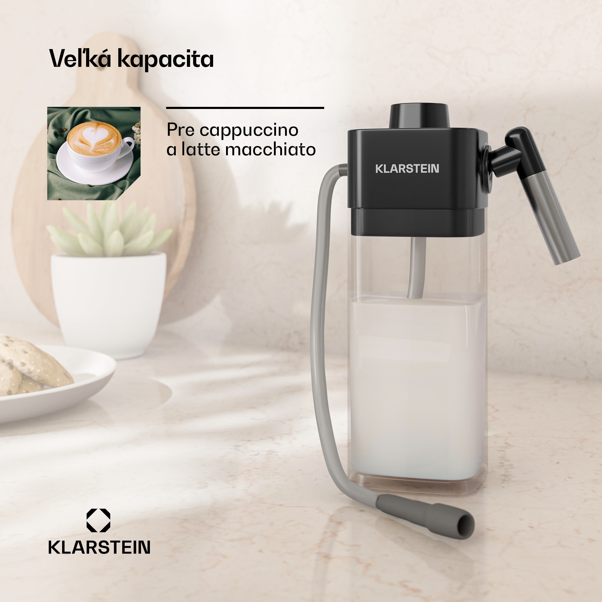 Klarstein Nádrž na mlieko SteelPresso, praktické príslušenstvo, 0,55 litra, priehľadná – Obrázok 2