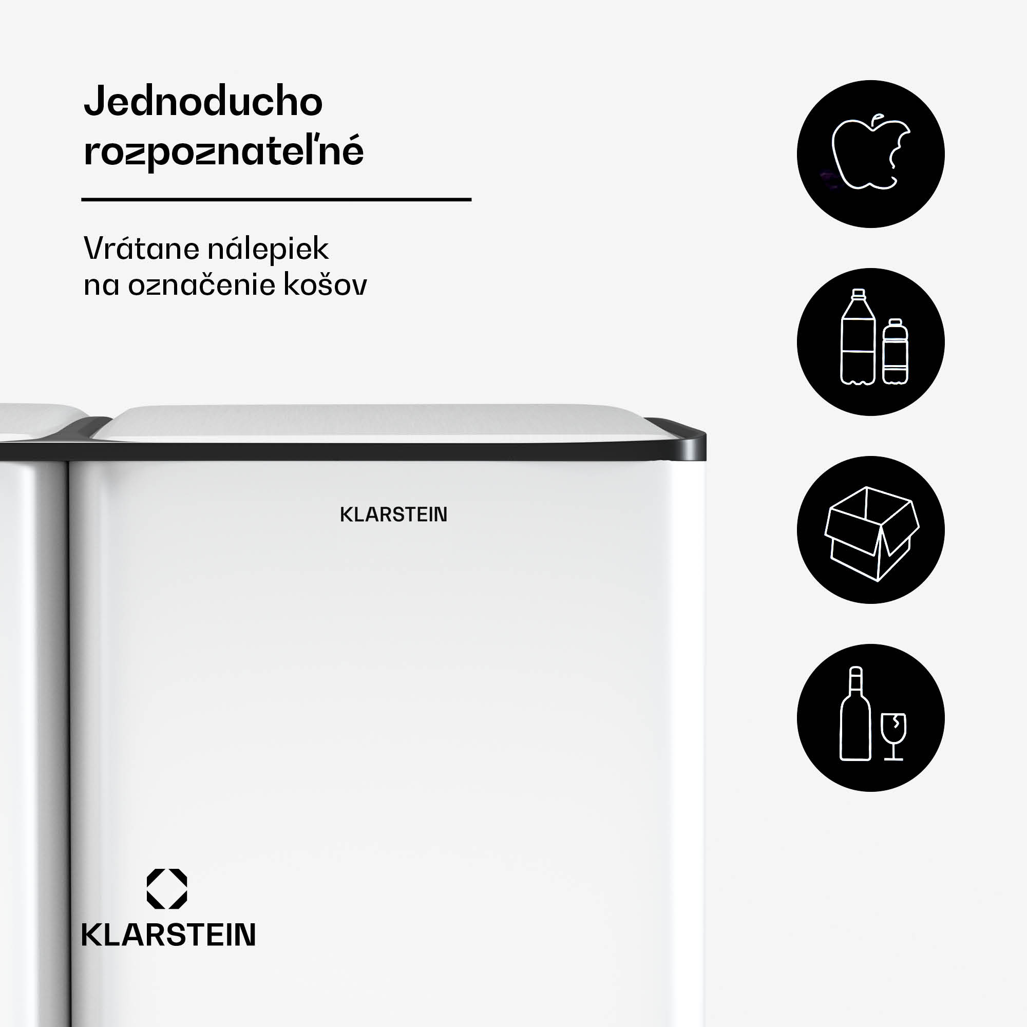 Klarstein Tiyo 3 v 1 kôš na odpadky 60 l, 30 l + 17 l + 13 l, triedenie odpadu, tiché zatváranie, kryt z nehrdzavejúcej ocele – Obrázok 2