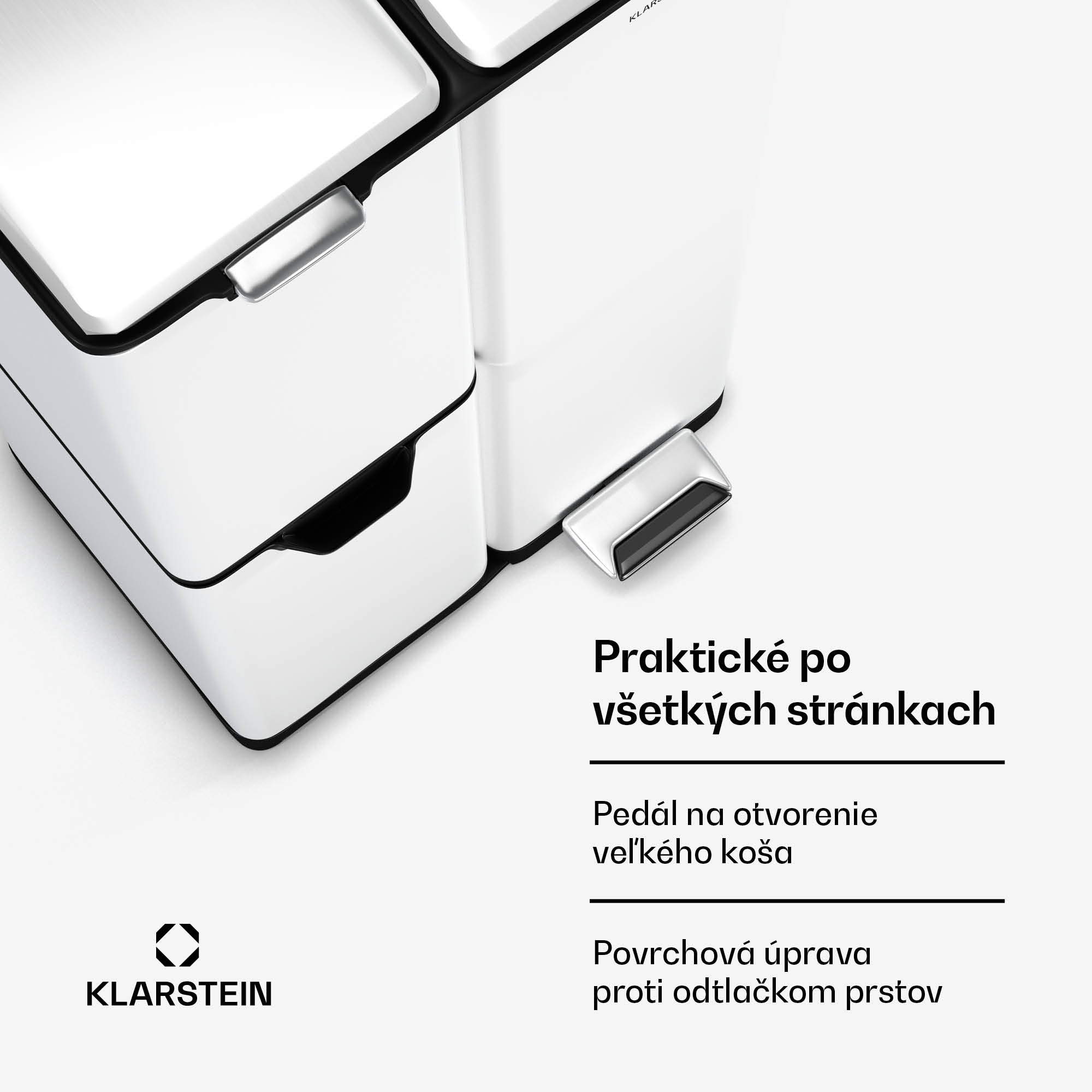 Klarstein Tiyo 3 v 1 kôš na odpadky 60 l, 30 l + 17 l + 13 l, triedenie odpadu, tiché zatváranie, kryt z nehrdzavejúcej ocele – Obrázok 3