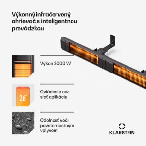 Blumfeldt Gold Bar Slim 3000 W sálavý ohrievač, 9 úrovní, funkcia WiFi, dotykové ovládanie, diaľkový ovládač, IP 65