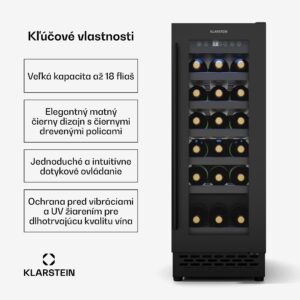 Klarstein Vinovilla 18 Uno chladnička na víno, 1 chladiaca zóna, 18 fliaš, drevené police, 5-18 °C