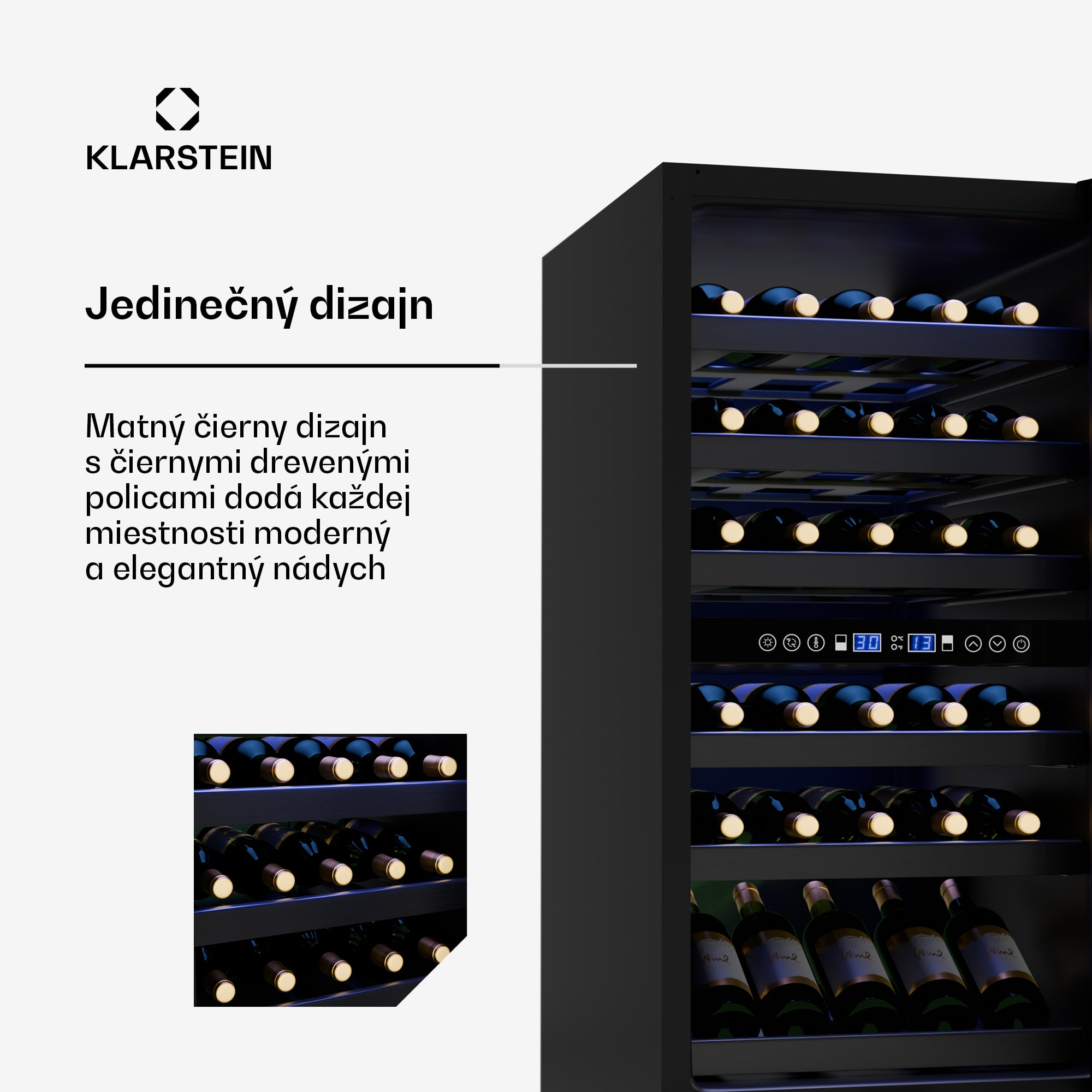Klarstein Vinovilla 30 Duo chladnička na víno, 2 chladiace zóny, 30 fliaš, drevené police, 5-18 °C – Obrázok 5